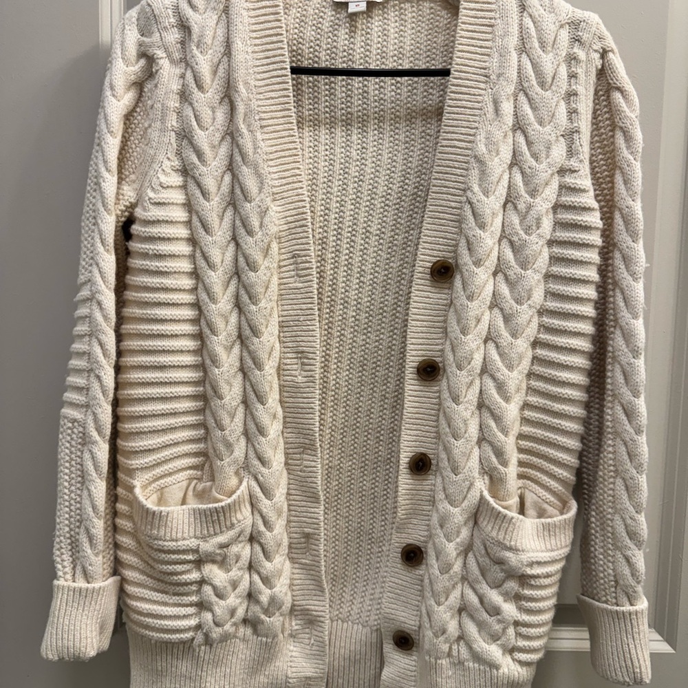 GAP Cream Cable Knit Cardigan